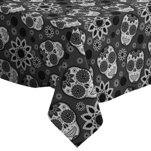 Handmade Decorative Tablecloth, Sugar Skull Pattern Print, Rectangle/ Square, Home Decor Fabric