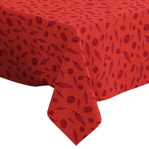 Handmade Decorative Tablecloth, Red Cayenne Chili Pepper Pattern Print, Rectangle/ Square, Home Decor Fabric