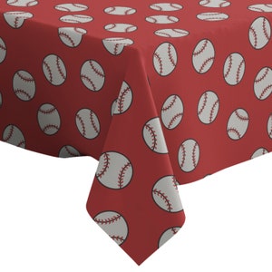 Handmade Decorative Tablecloth, Doodle Baseball Print, Rectangle/ Square, Home Decor Fabric