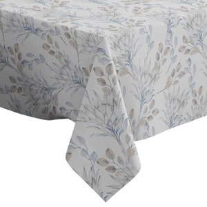 Handmade Decorative Tablecloth, Beautiful African Protea Eucalyptus Leaves Pattern Print, Rectangle/ Square, Home Decor Fabric