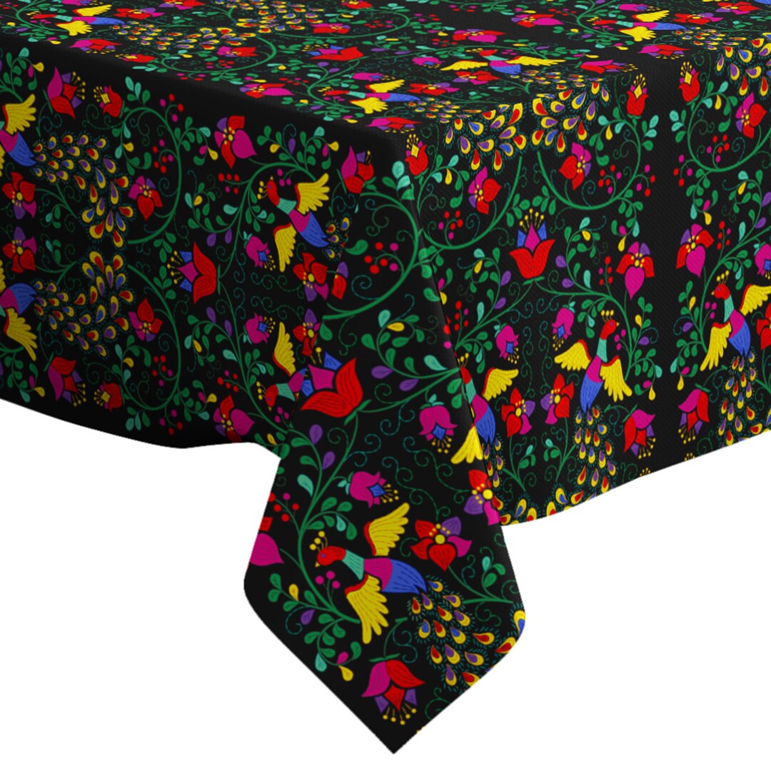 Handmade Decorative Tablecloth, Colorful Mexican Style Pattern Print