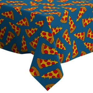 Handmade Decorative Tablecloth, Doodle Pizza Print, Rectangle/ Square, Home Decor Fabric