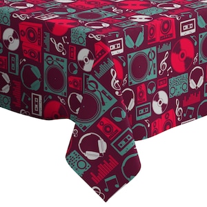 Handmade Decorative Tablecloth, Dj Music Pattern Print, Rectangle/ Square, Home Decor Fabric
