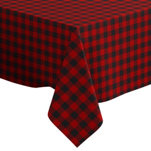 Handmade Decorative Tablecloth, Lumberjack Plaid Alternating Red Print, Rectangle/ Square, Home Decor Fabric