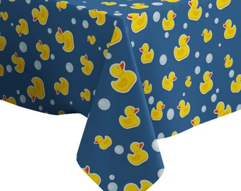 Handmade Decorative Tablecloth, Rubber Duck Bubbles Print, Rectangle/ Square, Home Decor Fabric