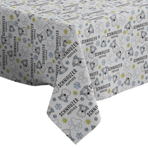 Handmade Decorative Tablecloth, Cute Schnauzer Dog Breed Print, Rectangle/ Square, Home Decor Fabric