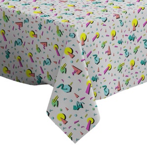 Handmade Decorative Tablecloth, Retro Vintage 80S Fashion Style Pattern Print, Rectangle/ Square, Home Decor Fabric