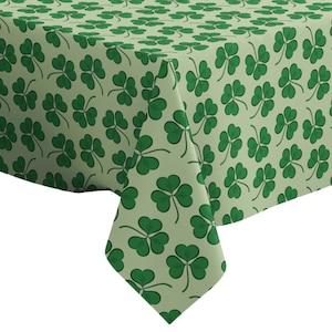 Handmade Decorative Tablecloth, Saint Patricks Day GreenPrint, Rectangle/ Square, Home Decor Fabric