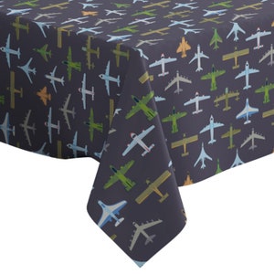 Handmade Decorative Tablecloth, Combat Airplanes Top View Print, Rectangle/ Square, Home Decor Fabric