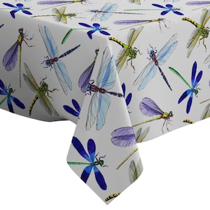 Handmade Decorative Tablecloth, Exotic Dragonfly Wild Insect Print, Rectangle/ Square, Home Decor Fabric