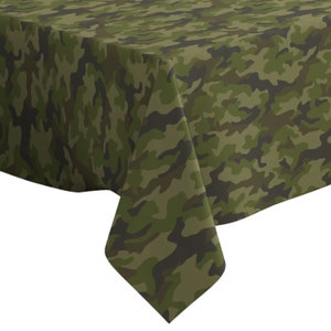 Handmade Decorative Tablecloth, Military Camouflage Pattern Print, Rectangle/ Square, Home Decor Fabric