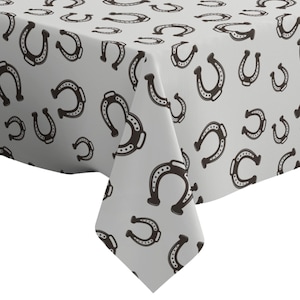 Handmade Decorative Tablecloth, Horseshoe Black Pattern Print, Rectangle/ Square, Home Decor Fabric