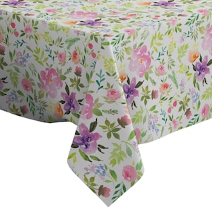 Handmade Decorative Tablecloth, Watercolor Flowers Print, Rectangle/ Square, Home Decor Fabric