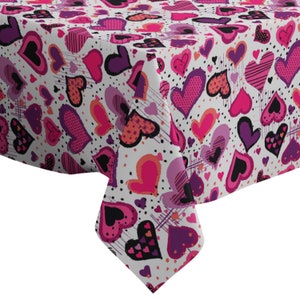 Handmade Decorative Tablecloth, Creative Heart Pattern Print, Rectangle/ Square, Home Decor Fabric
