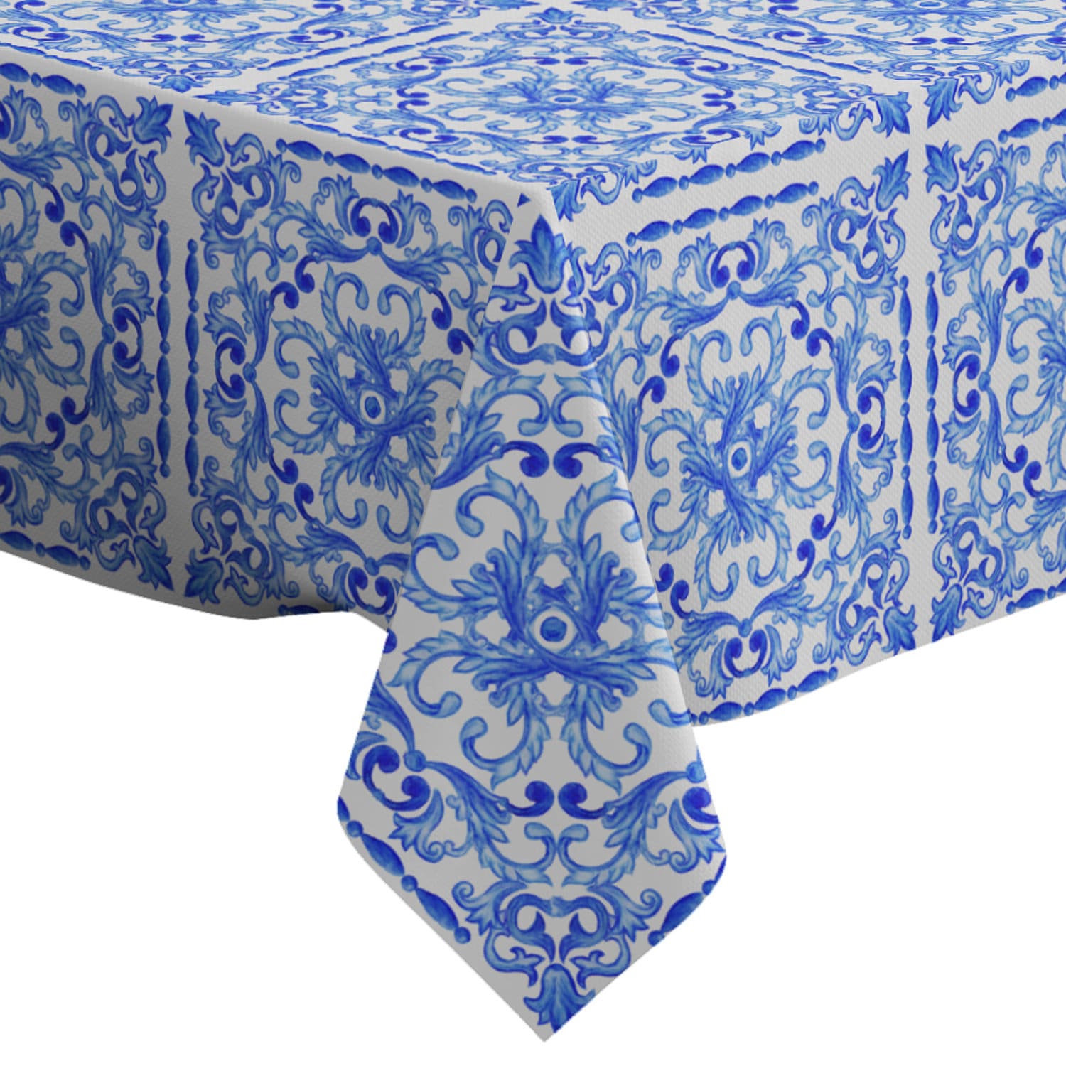 Handmade Decorative Tablecloth Azulejos Portuguese Tiles Blue Etsy