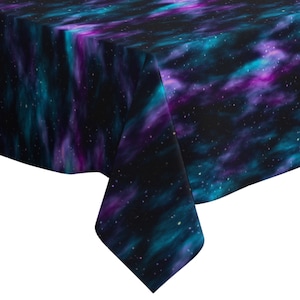 Handmade Decorative Tablecloth, Dark Space Nebula Stars Print, Rectangle/ Square, Home Decor Fabric