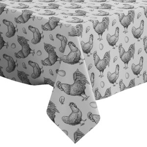 Handmade Decorative Tablecloth, Chicken Breeding Pattern Print, Rectangle/ Square, Home Decor Fabric