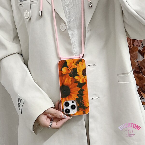 Sunflower lanyard card pocket case iPhone 15 14 Plus 13 Pro Max 12 11 iPhone 15 Pro 12 Mini 14 11 Pro SE 2022 iPhone XR iPhone SE 2020 dc17