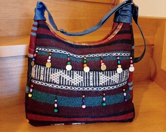 Hand-woven Personalizable Shoulder Bag, Genuine Leather Detailed High Quality Unique Crossbody, Perfect Gift For Birthday Boho Lover Girl