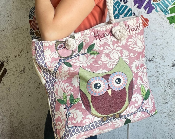 Personalized Owl Canvas Tote Bag: Sustainable Market Shoulder Bag