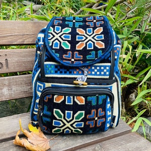 Navy Tapestry Sport Backpack Stylish and Durable Bag Made from Rug Fabric, Perfect for School, Gym, Travel, and Everyday Use! Christmas Gift