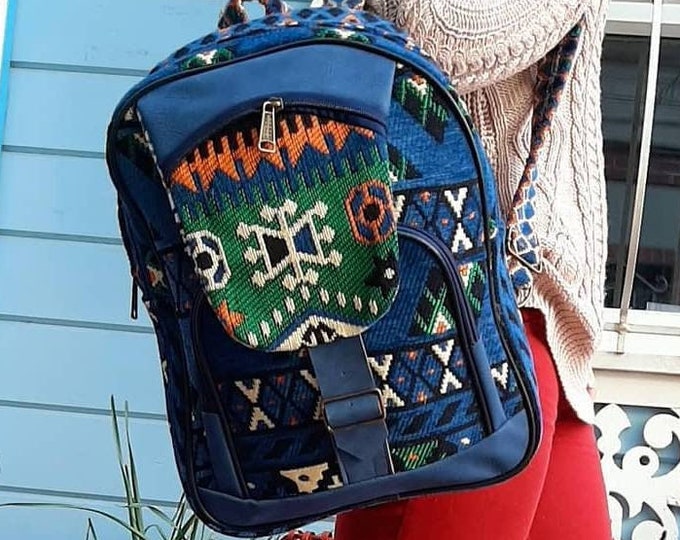 Navy Blue Robust School Backpack, Daily Use Strond Laptop Bag, Sport Rucksack Weekend Travel,Personalized Gift For Sister, Christmas Gift