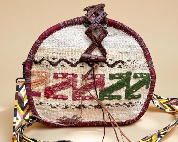 Antique Rug Crossbody Bag: Adjustable Guitar Strap, Bohemian Purse