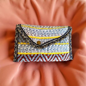 Envelope Shaped Elegant Unique Mini Clutch, Hand-Made Blue Rug Large Wallet For Women, Special Personalized Mother's Day Gift fotr Mom