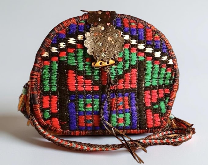 Oval Crossbody Bag For Women, Natural Wool Shoulder Purse, Genuine Leather Detailed Rug Sling Bag, Personalized Mother's Day Gift For Mom
