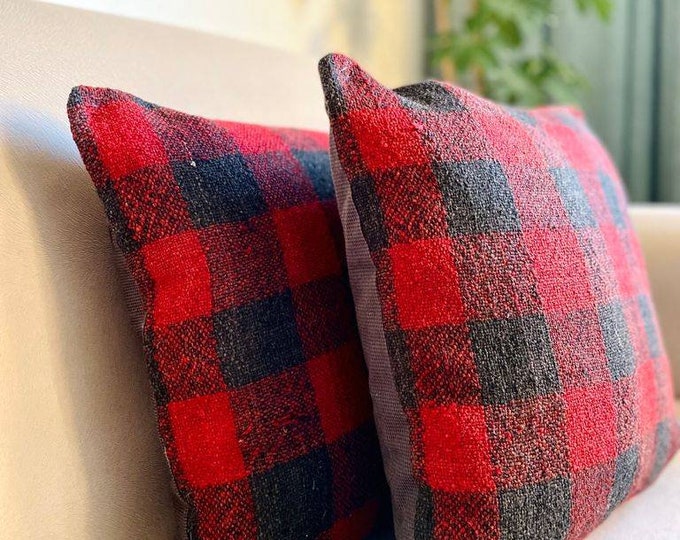 Turkish Hand-Woven Anatolian Kilim Rug Cushion Cover Set, Home Decoration, Pillow Cover Set, Cosy Home, Living Room Decor, Mother's Day Gift
