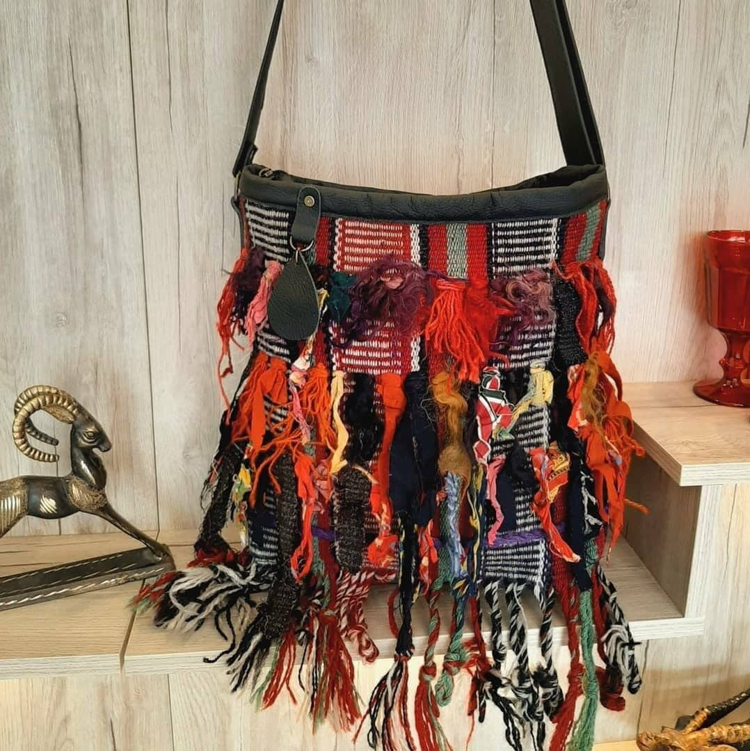 GYPSY BAG, BOHO Leather Purse, Hippie Shoulder Bag Festival