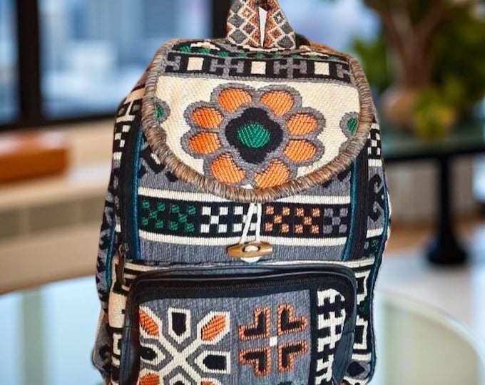 Personalized Soft Grey Ethnic Pattern Rug Very Strong And Stylish Backpack, Sport Winter Street Style Outfit, Birthday Gift For Her
