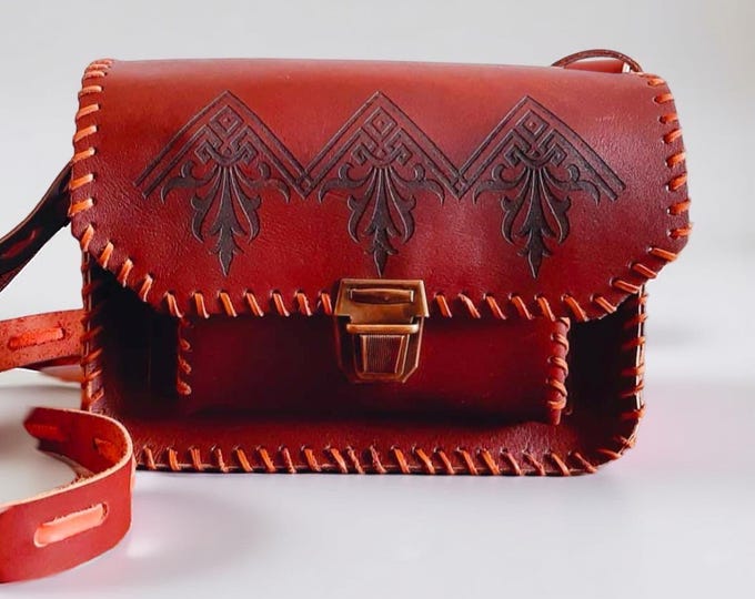 Hand Made Brown Genuine Leather Shoulder Bag, Cowgirl South Western Style Messenger Bag, Personalized Birthday Gift For Her