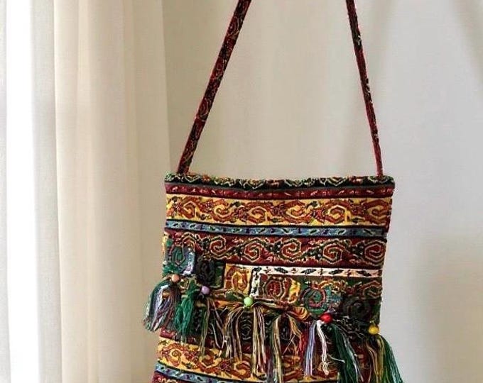Handmade Anatolian Messenger Saddlebag – Boho Crossbody with Tassels, Rug Patterns – Christmas Personalized Gift, Best Gift Idea for Her