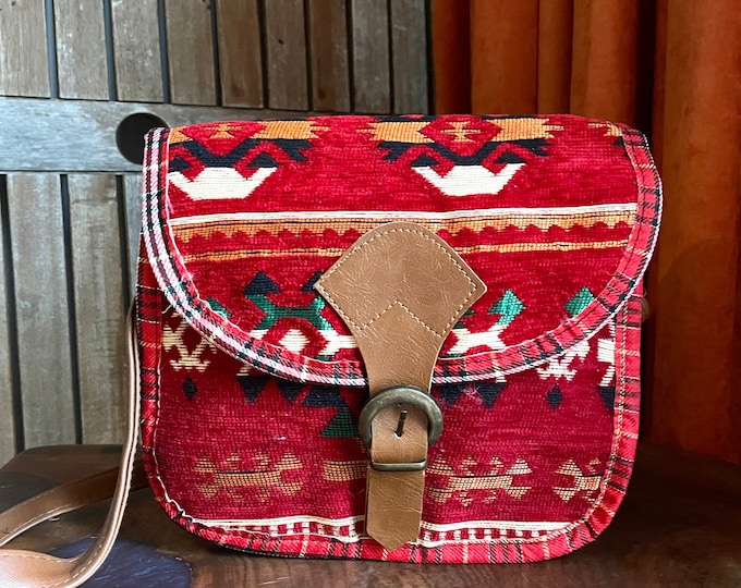 Personalized Special Design Kilim Pattern Shoulder Bag With Faux Strap, Gift For Her, Wife, Girlfriend, Best Friend, Mother's Day Gift