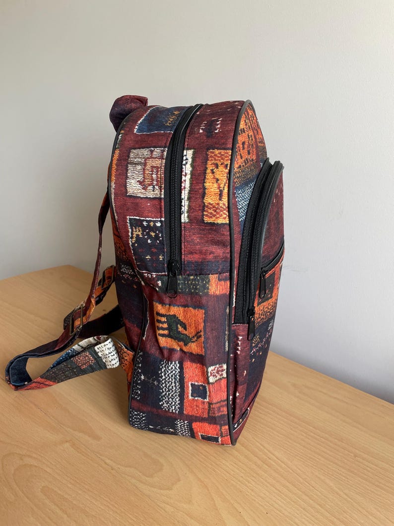 Music Repeat Pattern Rucksack Kilim Pattern Fabric Backpack: Personalized Ethnic Travel Rucksack ...