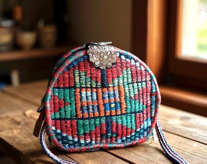 Handmade Kilim Crossbody Bag: Vintage Wool Rug Shoulder Purse