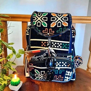 Night Navy - Orange and Green cocklebur Ethnic  Pattern  Rug Kilim Very Strong And Stylish Backpack - Christmas Gift,Gift  For Myself