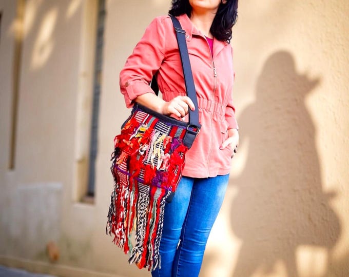 Peacock Long Tassel Bohem Rug Purse For Her, Gypsy Soul Unique Gift For Her, Hippi Shoulder Bag, Personalized Fringe Birthday Gift For Women