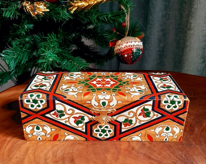 Personalized Jewelry Box For Her, Ottoman Antique Traditional Art Hand-Painted Wooden Velvet Box,Mother's Day Gift Box For Birthday