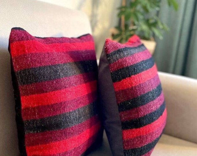 Turkish Hand-Woven Antique Anatolian Kilim Rug Cushion Cover Set, Mother's Day Gift Home Decoration, Set, , Cosy Home, Living Room Decor