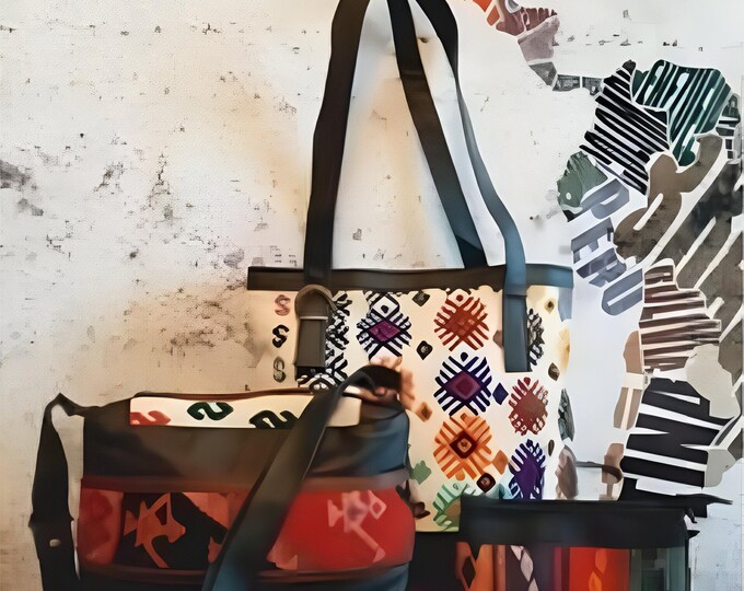 3 Piece Rug Bag Set, Antique Kilim Tote, Crossbody ans Wallet, Boho Leather Vintage Bags, Personalized Gift for Her, Mother's Day Gift