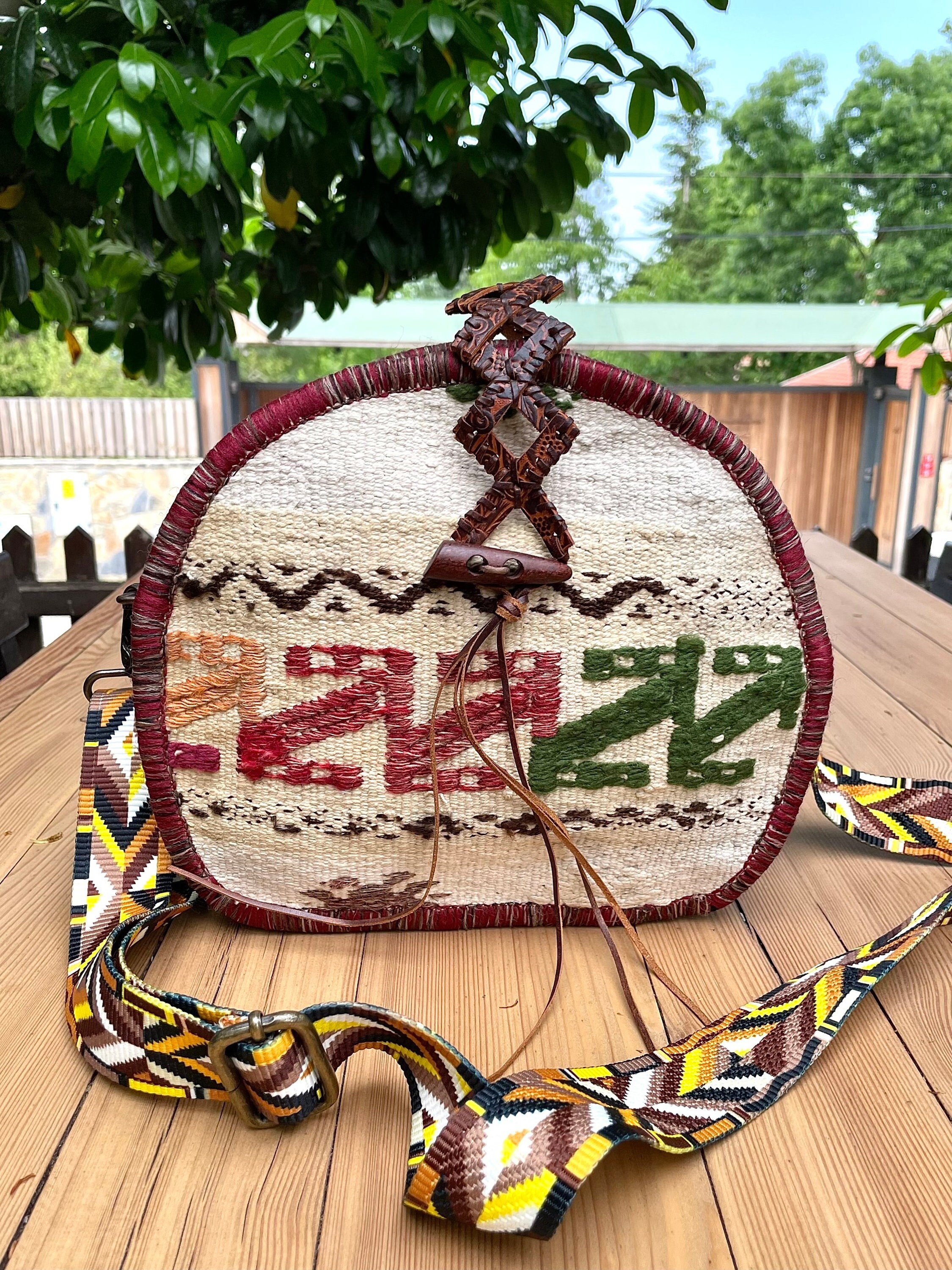 Antique Rug Sling Bag, Adjustable Guitar Strap Bohem Style Crossbody Bag,  Summer Handmade Purse, Gift For Sister Hippie Girl, Best Friend