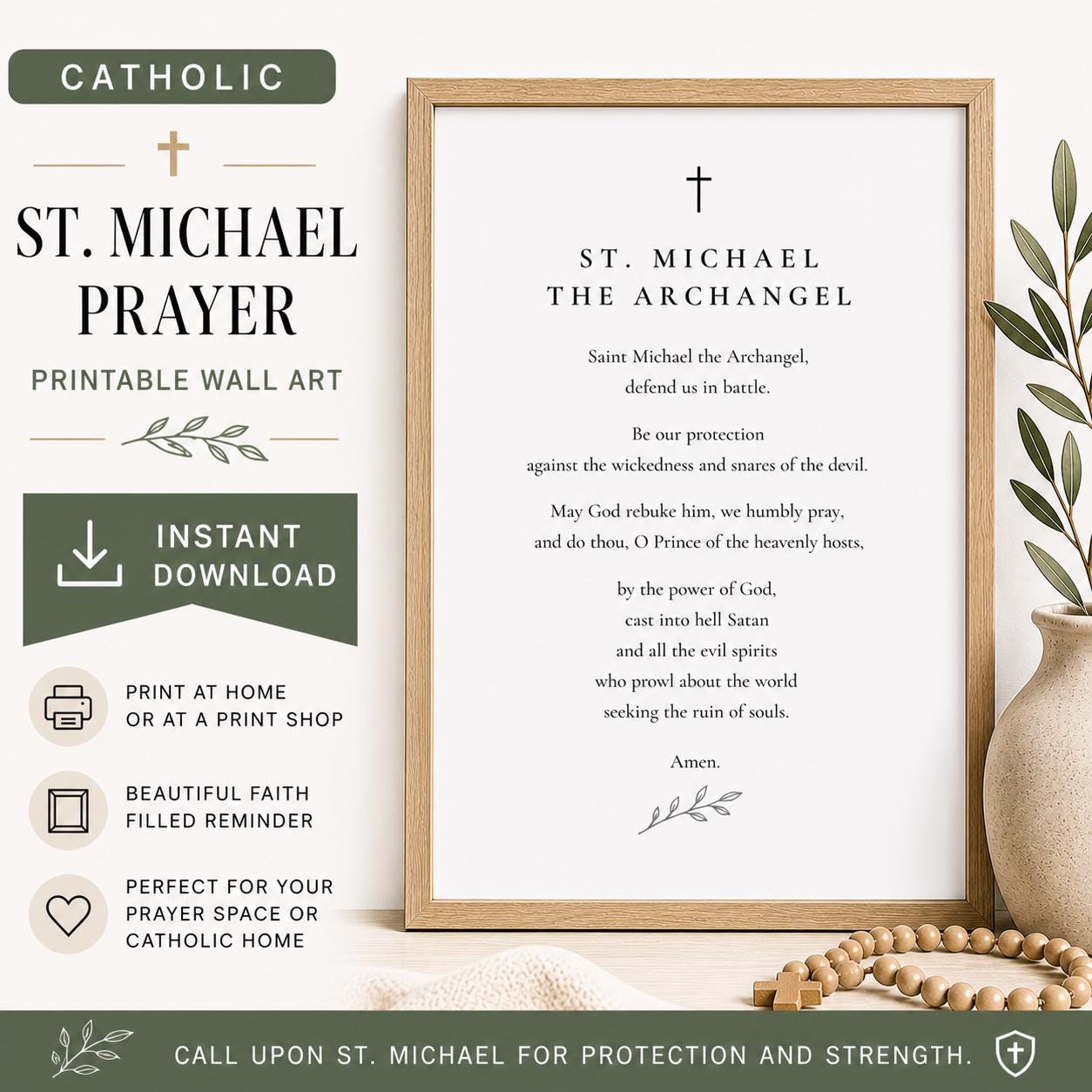 St Michael Prayer Printable Catholic Wall Art, Archangel Michael Prayer ...