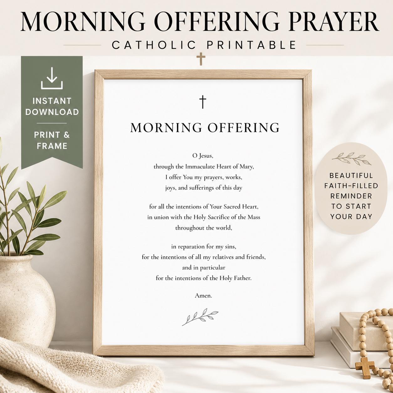 Morning Offering Prayer Printable Catholic Wall Art, Daily Prayer Print ...