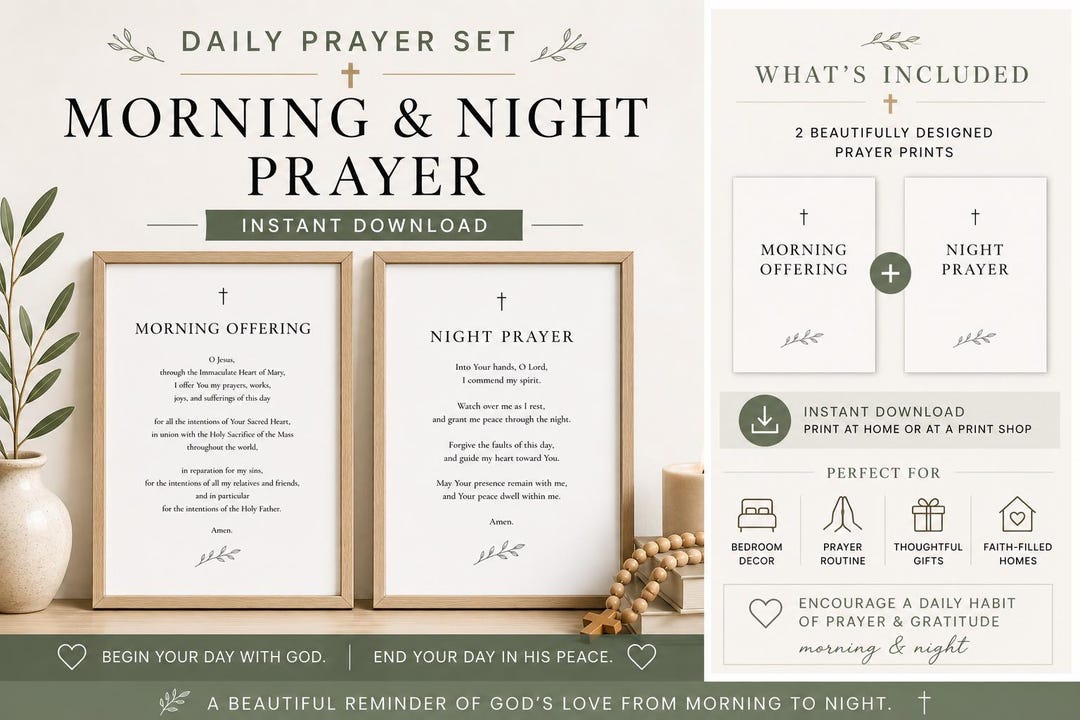 Catholic Daily Prayer Bundle Printable, Morning Offering & Night Prayer ...