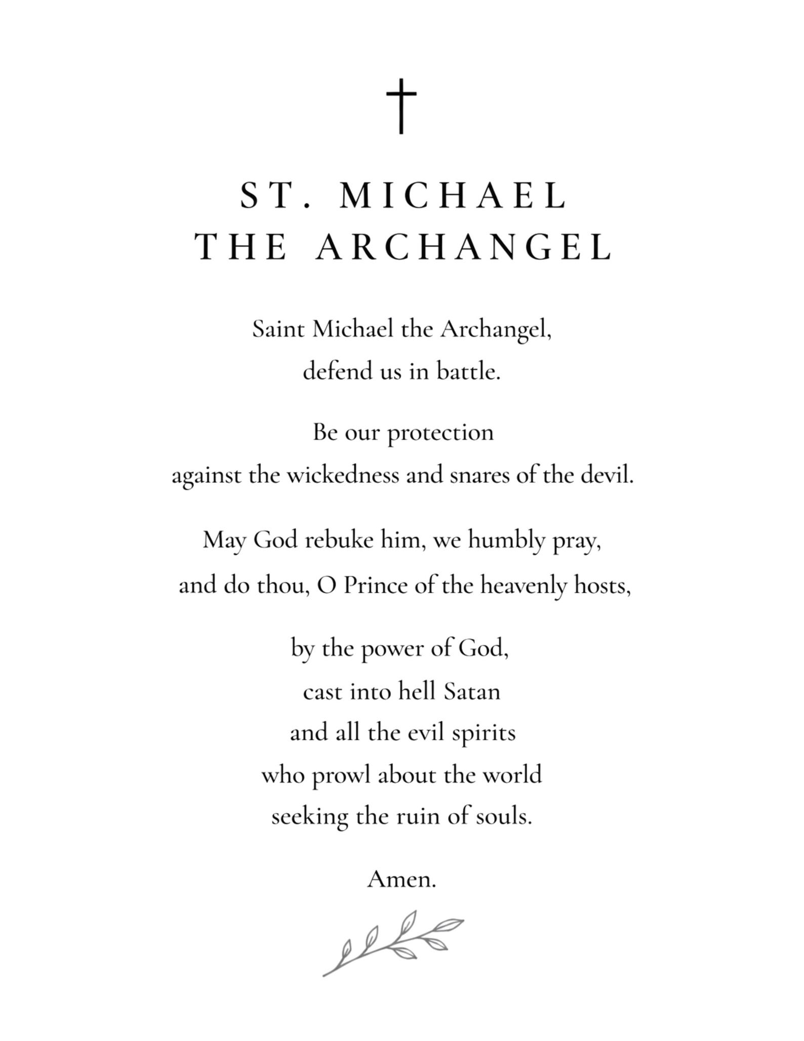 St Michael Prayer Printable Catholic Wall Art, Archangel Michael Prayer ...