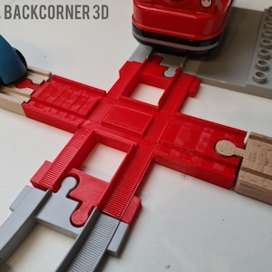 Wooden train intersection compatible with Duplo / Wooden train connector / Brio extension / Imaginarium / Thomas / Lillabo / Melissa & Doug