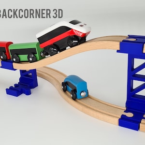 Wooden train track sky bridge pillars / Brio sky train / Track bridge supports / Imaginarium / Thomas / Lillabo / Melissa & Doug