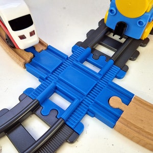 Wooden train intersection compatible with Playmobil Train / Wooden train / Brio extension / Imaginarium / Thomas / Lillabo / Melissa & Doug